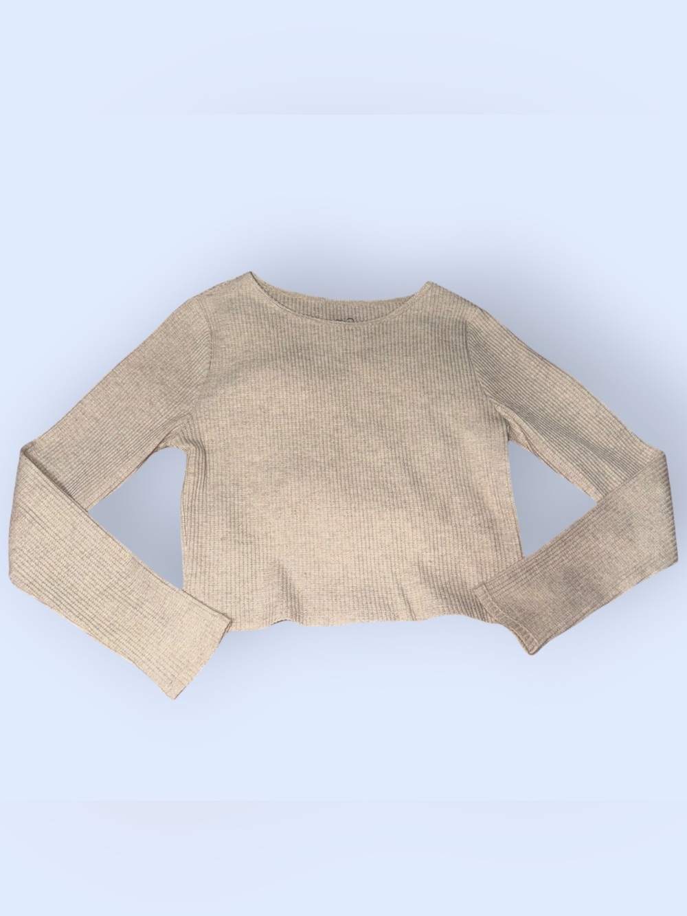 PacSun "Your Favorite" Oatmeal Waffle Knit Long Sleeve Crop Top